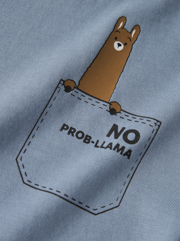 Product CAMISETA VAGNO-Dusty Blue Print:Llama Pocket - Image 2