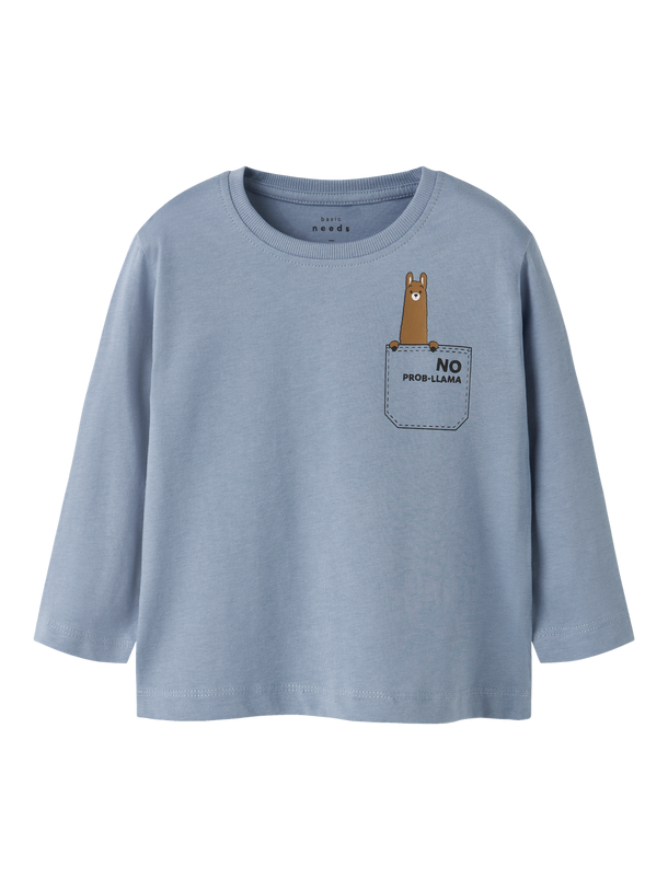Product CAMISETA VAGNO-Dusty Blue Print:Llama Pocket - Image 3